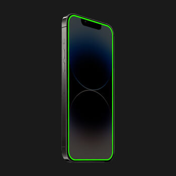 Picasee Zaščitno kaljeno steklo z okvirjem, ki se sveti v temi za Apple iPhone 12 - Zelena