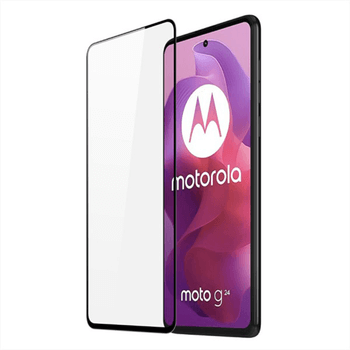 3x kaljeno steklo 3D z okvirjem za Motorola Moto G24 – črno