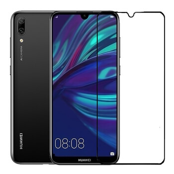 3x Picasee kaljeno steklo 3D z okvirjem za Huawei Y7 2019 – črno – 2+1 brezplačno