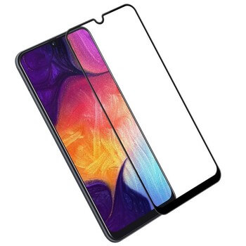 Kaljeno steklo 3D z okvirjem za Samsung Galaxy A40 A405F – črno