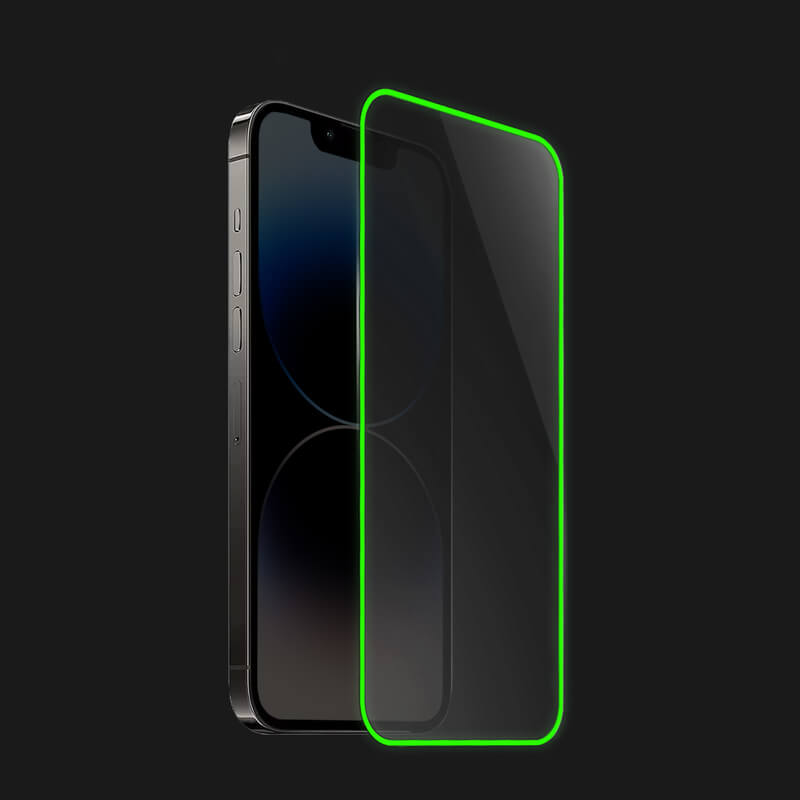 3x Picasee Zaščitno kaljeno steklo z okvirjem, ki se sveti v temi za Apple iPhone 12 - Zelena