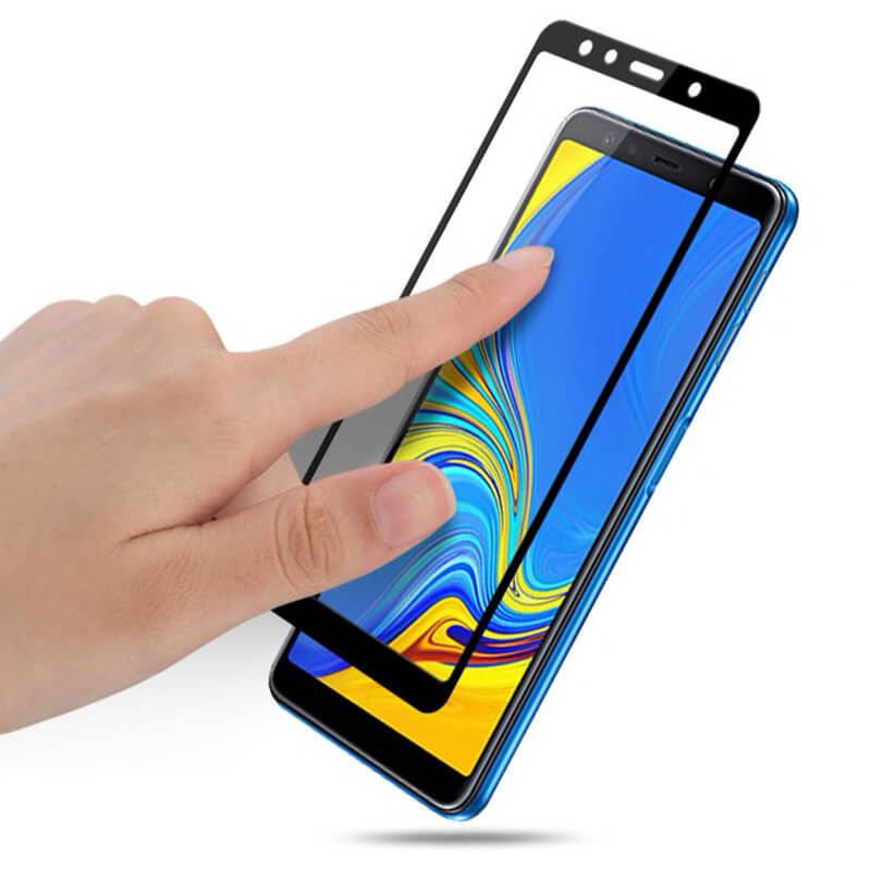 Picasee zaščitno kaljeno steklo 3D z okvirjem za Samsung Galaxy A7 2018 A750F – črno