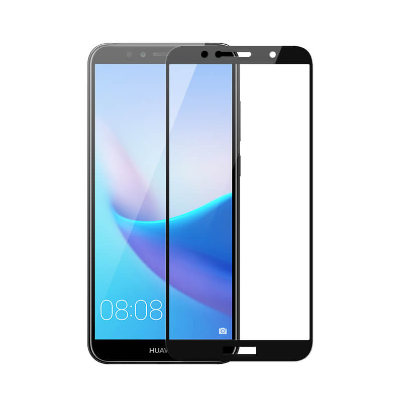 Picasee zaščitno kaljeno steklo 3D z okvirjem za Huawei Y6 Prime 2018 – črno